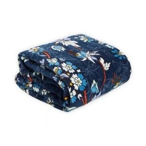 VERA BRADLEY 🦋 Blue Flower Pattern Plush Fleece Throw Blanket